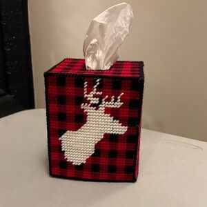 Plaid Reindeer Tissue Box Cover